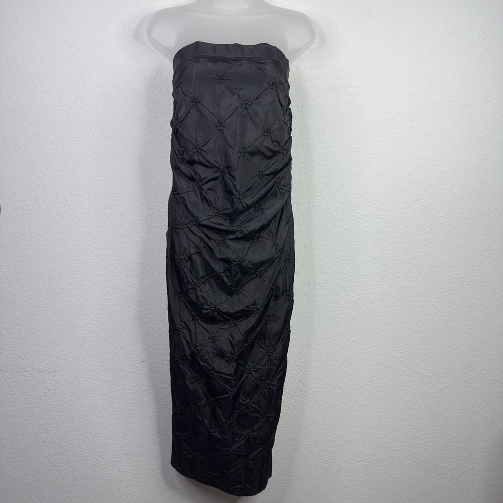 VTG Hugo Buscati Collection Dress Women 4 Black Ruched‎ 90s Y2K Romantic Formal